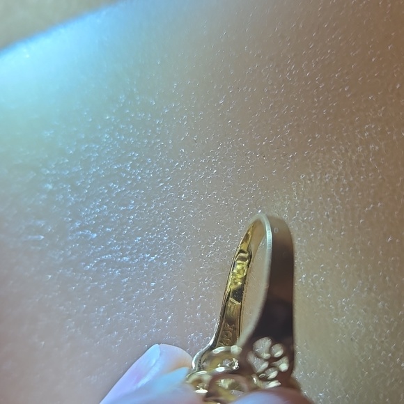 10KT Yellowgold Filigree ring with an oval cut Iolite stone sz 6 - Picture 2 of 5